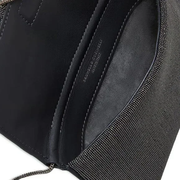 Brunello Cucinelli Monili Crossbody City Bag Gunmetal Clutch Precious New $3895 - Picture 10 of 10